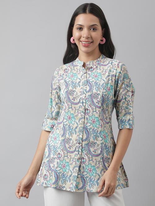 yellow rayon printed a line top - 19578177 - Very Small Image - 1