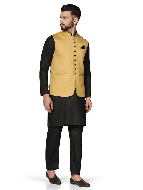 men solid kurta pyjama with jacket set - 19578437 - Very Small Image - 1
