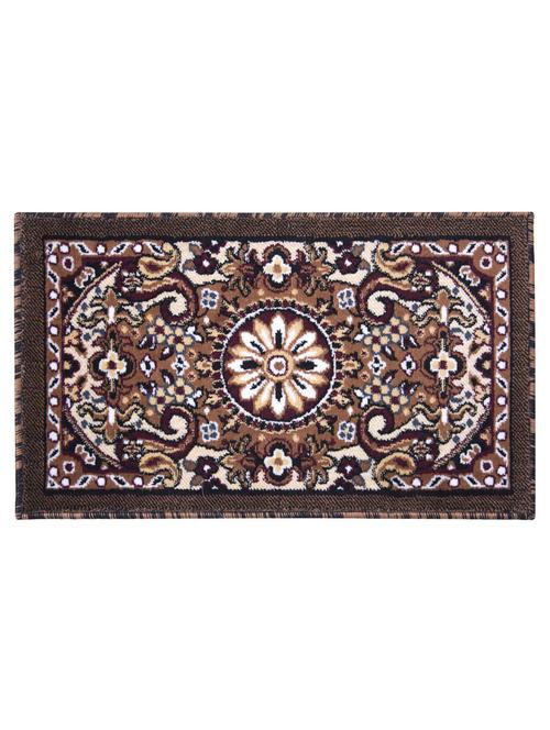 carpet galore floral persian design polypropylene pooja mat(brown, 45x75 cm) - 19578649 - Very Small Image - 1