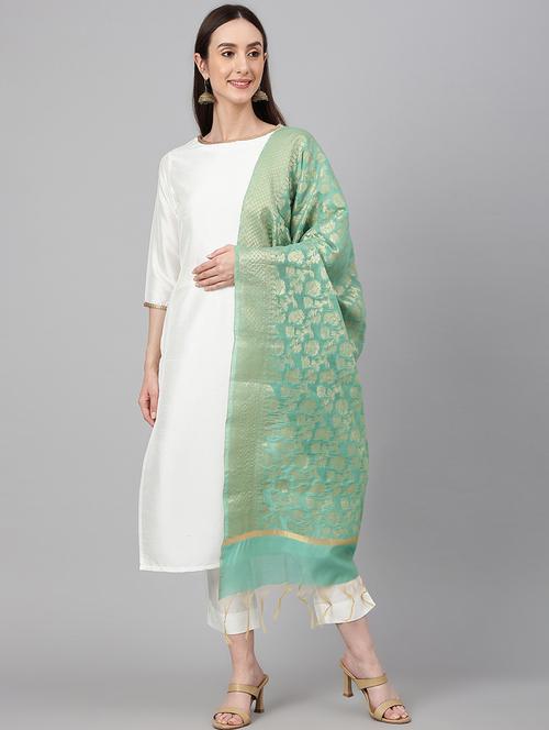 off-white kurta pant set with dupatta - 19578685 - Very Small Image - 1