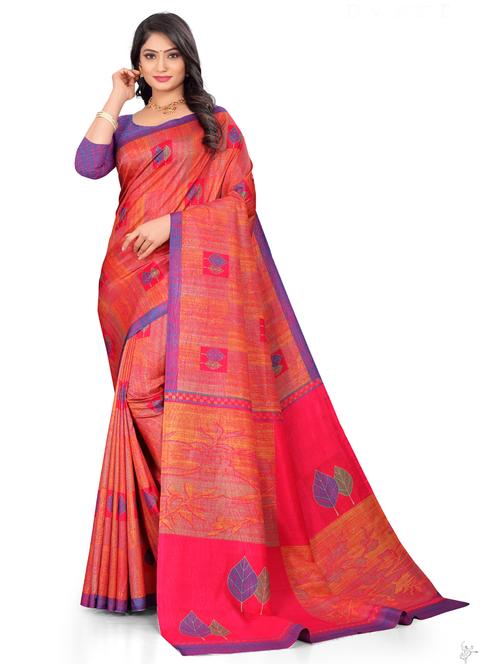 pink printed saree with blouse - 19579057 - Very Small Image - 1