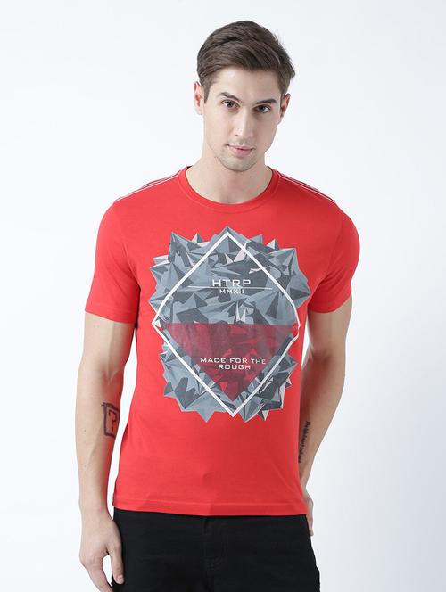 men front print round neck t-shirt - 19580786 - Very Small Image - 1