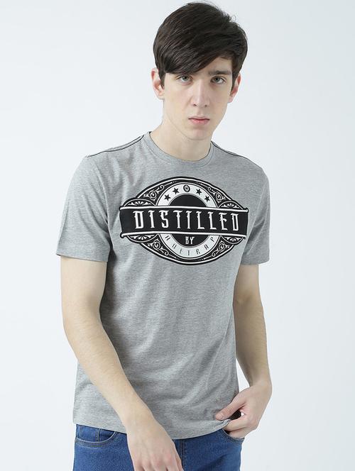 grey printed cotton blend regular t-shirt - 19580875 - Very Small Image - 1