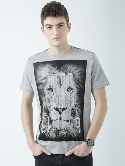 grey printed cotton blend regular t-shirt - 19580895 - Very Small Image - 1