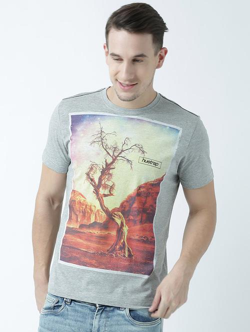 grey printed cotton blend regular t-shirt - 19580899 - Very Small Image - 1