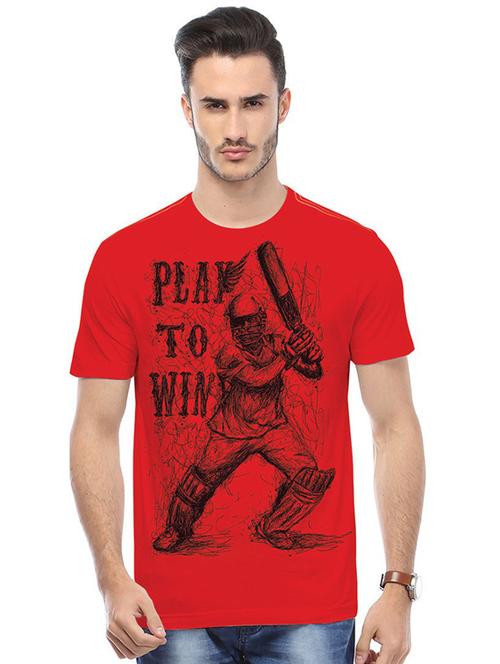 red graphic print cotton blend regular t-shirt - 19581424 - Very Small Image - 1