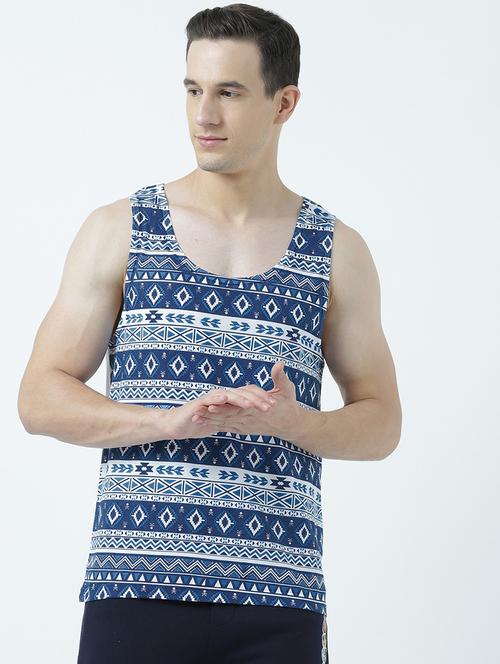 men scoop neck front print vest - 19582014 - Very Small Image - 1