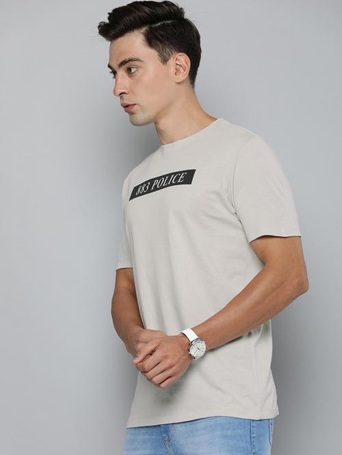 grey printed round neck t-shirt - 19582377 - Very Small Image - 1