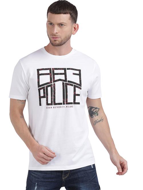 white printed round neck t-shirt - 19582512 - Very Small Image - 1