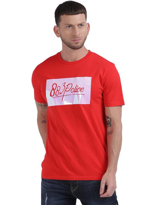 red printed round neck t-shirt - 19582543 - Very Small Image - 1