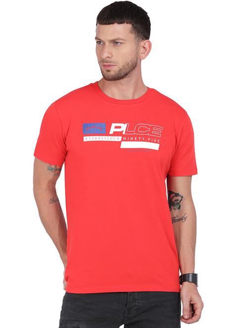 red printed round neck t-shirt - 19582553 - Very Small Image - 1