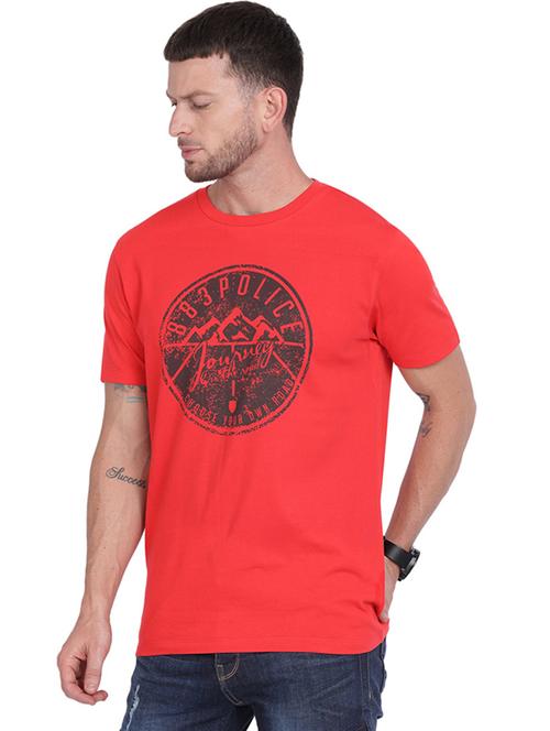 red printed round neck t-shirt - 19582554 - Very Small Image - 1