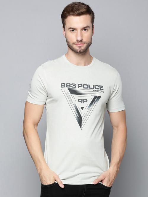 grey printed round neck t-shirt - 19582577 - Very Small Image - 1
