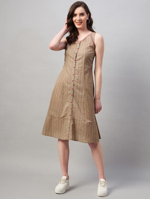 round neck printed dress - 19582591 - Very Small Image - 1