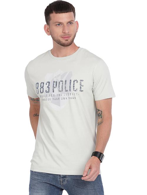 grey printed round neck t-shirt - 19582603 - Very Small Image - 1