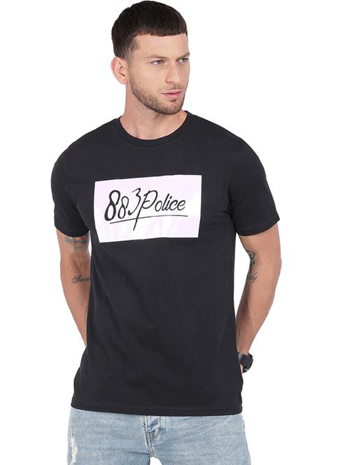 black printed round neck t-shirt - 19582690 - Very Small Image - 1