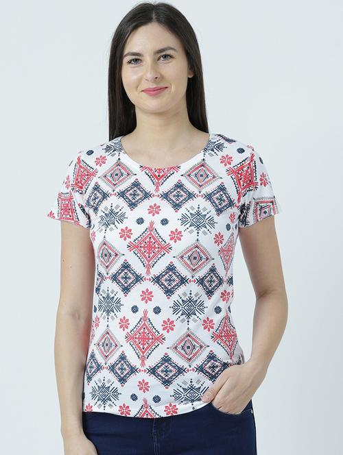 white printed round neck t-shirt - 19582747 - Very Small Image - 1