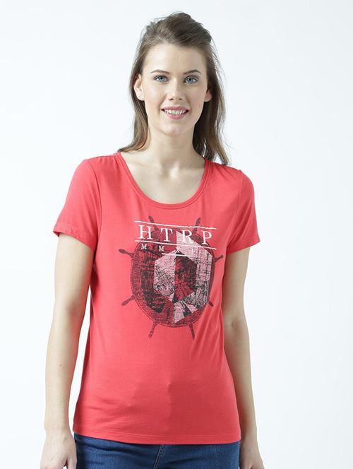 red printed round neck t-shirt - 19582795 - Very Small Image - 1