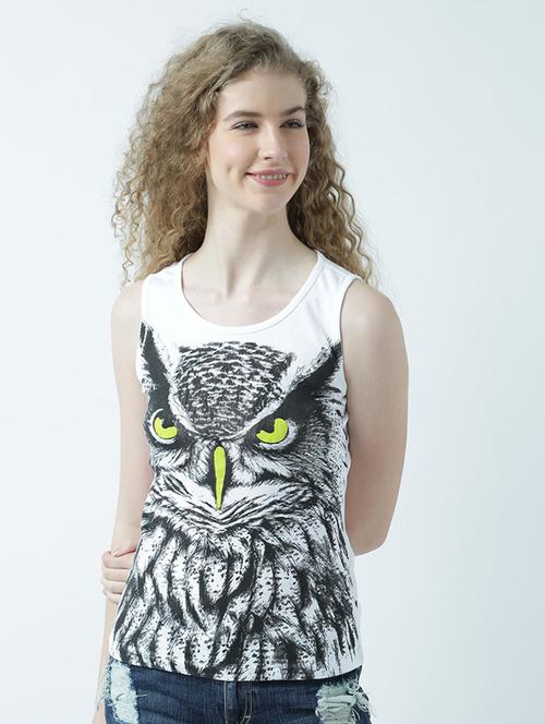 white printed round neck t-shirt - 19582820 - Very Small Image - 1