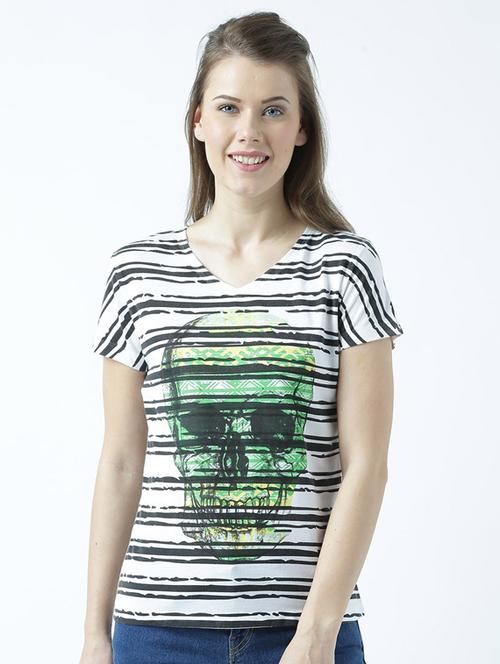 women's front print v neck t-shirt - 19582864 - Very Small Image - 1