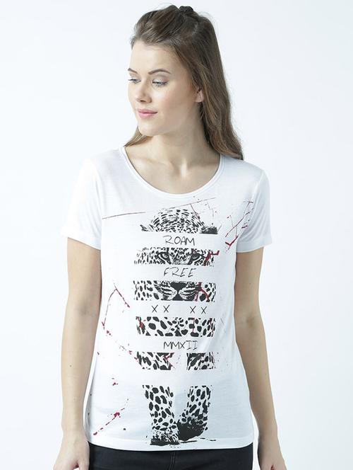 women's front print round neck t-shirt - 19582866 - Very Small Image - 1
