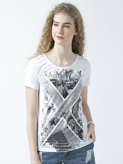 women's front print round neck t-shirt - 19582867 - Very Small Image - 1