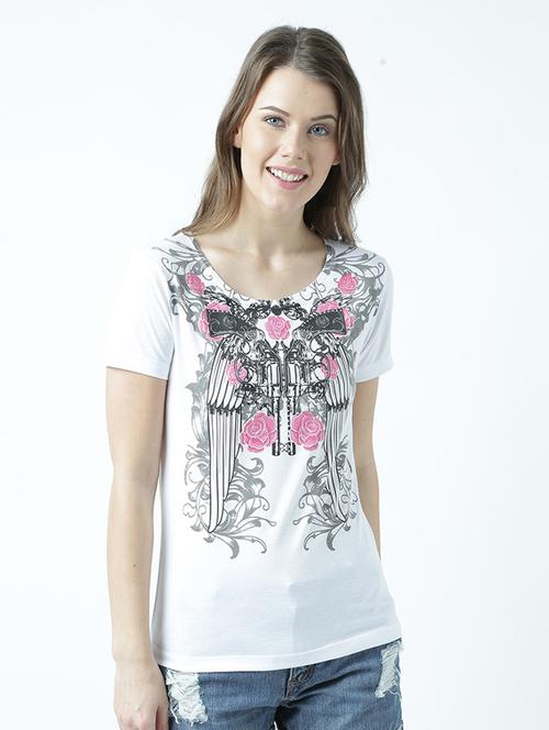 women's front print round neck t-shirt - 19582927 - Very Small Image - 1