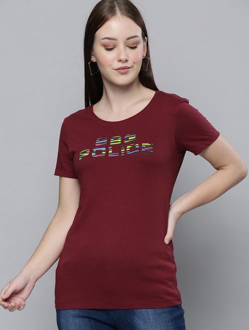 maroon printed round neck t-shirt - 19582941 - Very Small Image - 1