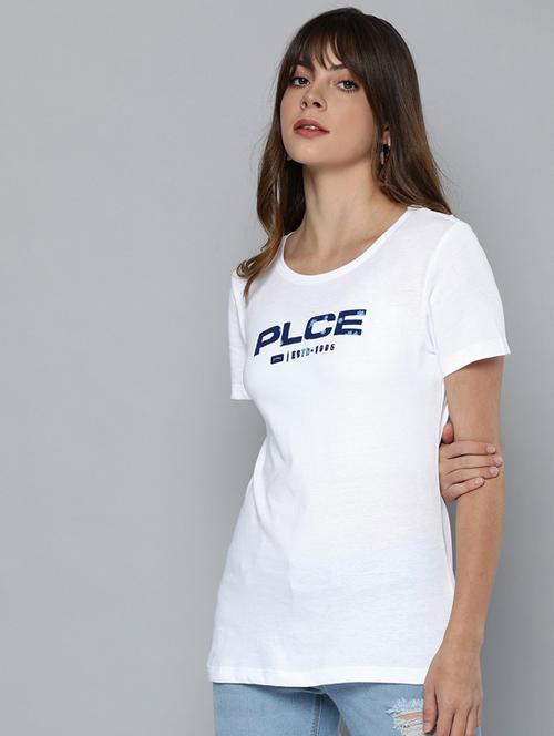 white printed round neck t-shirt - 19582943 - Very Small Image - 1