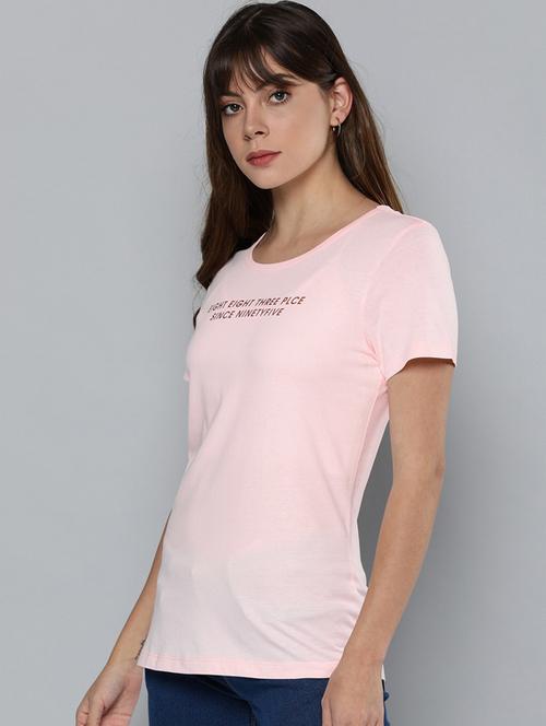 pink printed round neck t-shirt - 19582973 - Very Small Image - 1