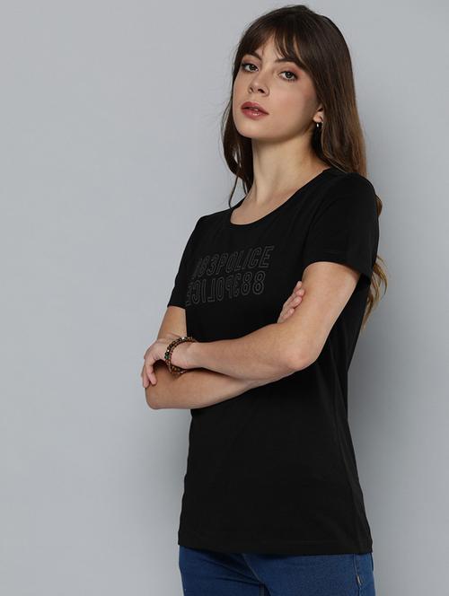 black printed round neck t-shirt - 19582982 - Very Small Image - 1
