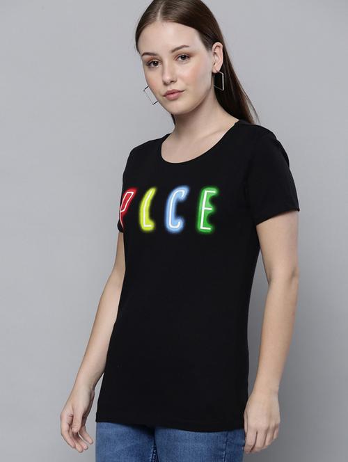black printed round neck t-shirt - 19582987 - Very Small Image - 1