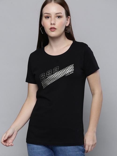 black printed round neck t-shirt - 19582990 - Very Small Image - 1