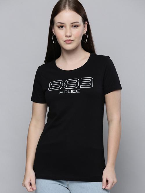 black printed round neck t-shirt - 19582998 - Very Small Image - 1