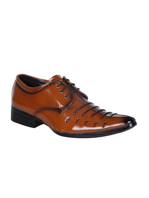 tan patent leather laceup derbies - 19585351 - Very Small Image - 1