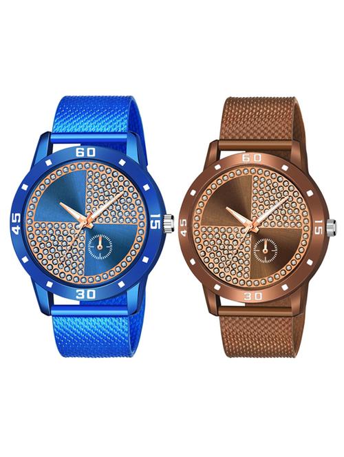 men's round shape analog watch combo - 19585906 - Very Small Image - 1