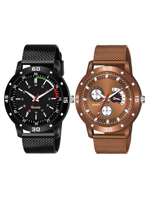 men's round shape analog watch combo - 19585911 - Very Small Image - 1