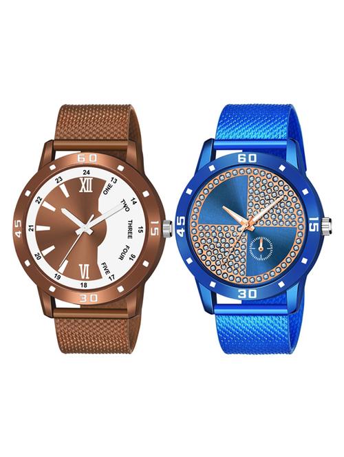 men's round shape analog watch combo - 19585914 - Very Small Image - 1
