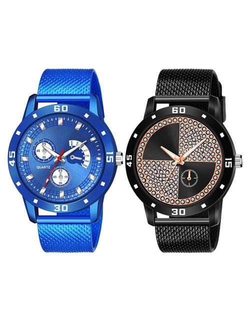 men's round shape analog watch combo - 19585916 - Very Small Image - 1