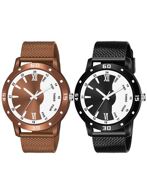 men's round shape analog watch combo - 19585923 - Very Small Image - 1