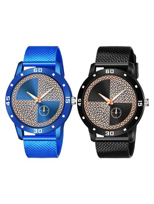 men's round shape analog watch combo - 19585980 - Very Small Image - 1