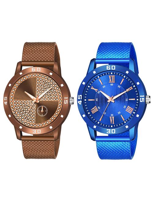 men's round shape analog watch combo - 19585989 - Very Small Image - 1