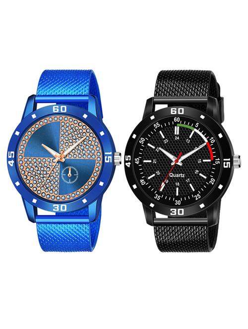 men's round shape analog watch combo - 19586005 - Very Small Image - 1