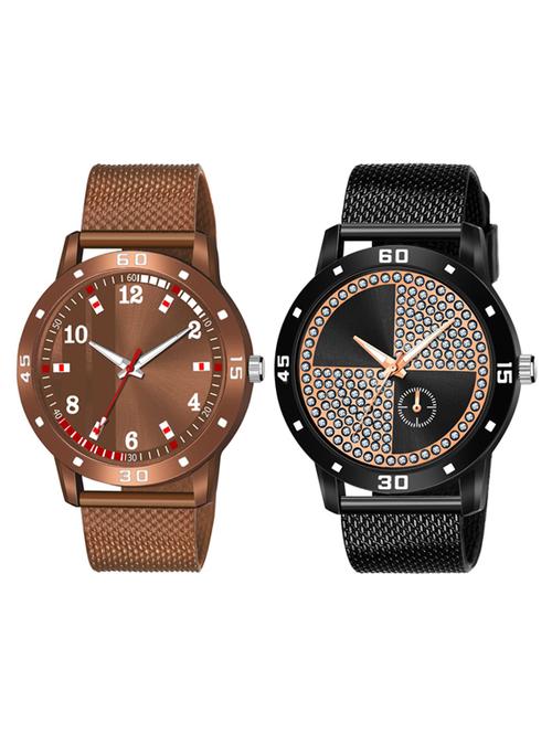 men's round shape analog watch combo - 19586006 - Very Small Image - 1