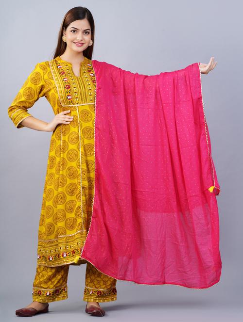 notch neck kurta suit set - 19586823 - Very Small Image - 1
