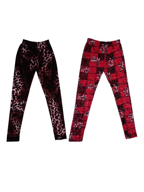 girls printed velvet leggings combo - 19588102 - Very Small Image - 1