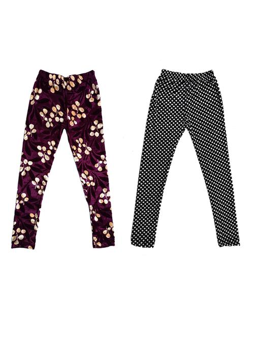 girls printed velvet leggings combo - 19588157 - Very Small Image - 1