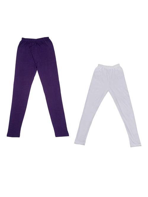 girls solid cotton leggings combo - 19588372 - Very Small Image - 1