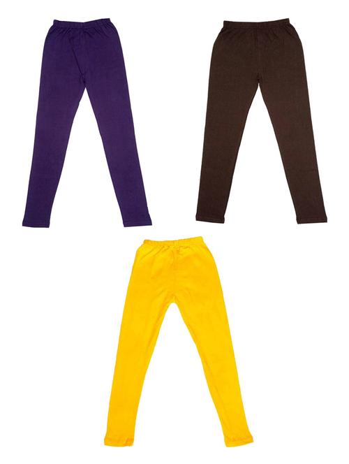 girls solid cotton leggings combo - 19588387 - Very Small Image - 1