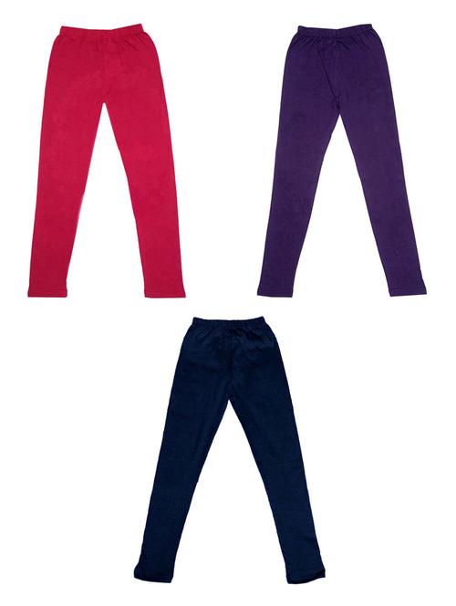 girls solid cotton leggings combo - 19588421 - Very Small Image - 1